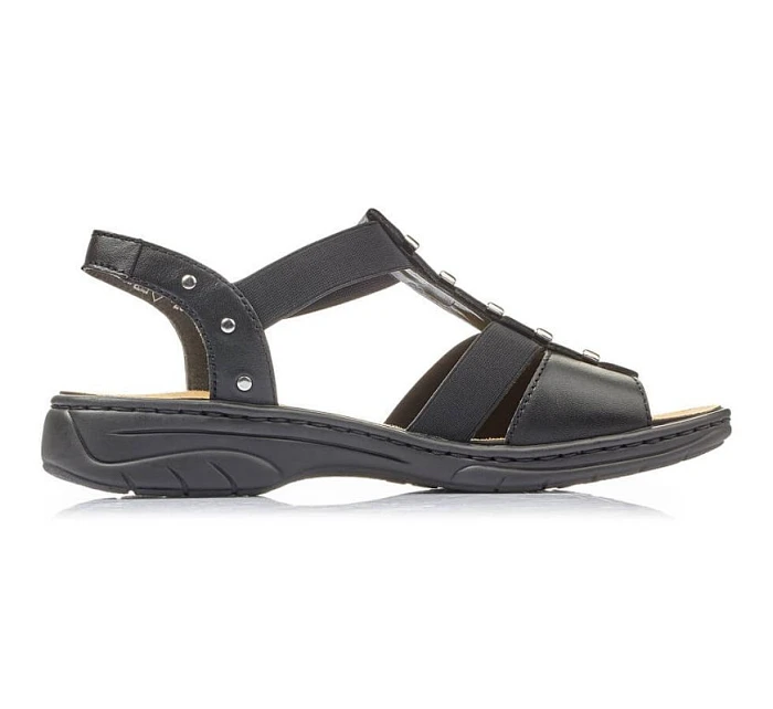 Čierne kožené sandále Rieker W 64580 dámske