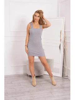 Šaty bez ramienok s volánikom šedej