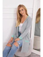 Dvojfarebná pláštenka s kapucňou mätová+sivá