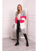 Sivý+malinový pruhovaný sveter