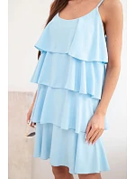 Dámske mini šaty s volánikmi modré