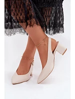 Dámske sandále na podpätku Zazoo 1122 light beige