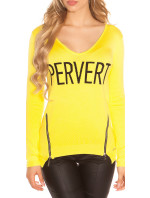 Trendy KouCla v-sweater with Zip "PERVERT"