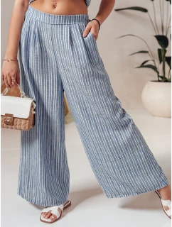 dámské pruhované kalhoty s širokými nohavicemi modré Dstreet model 21988974 - FashionStreet