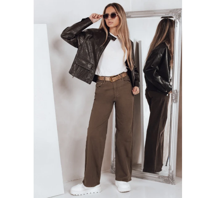 Dámske široké hnedé džínsy FashionStreet UY2845