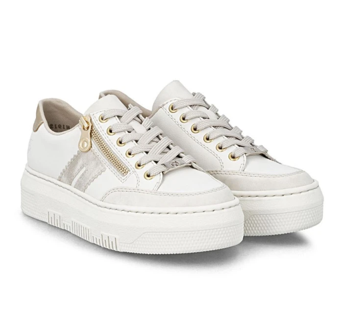 Dámske kožené tenisky na platforme béžovej farby Rieker M1912-80