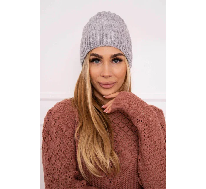 Fleecová čepice Anna model 18750157 světle šedá - K-Fashion Fleecová čepice Anna model 18750157 světle šedá - K-Fashion