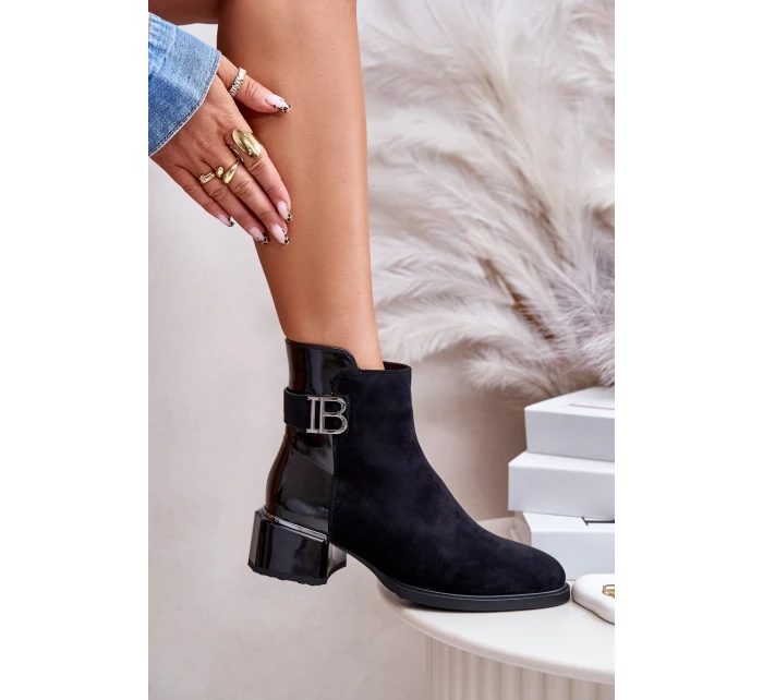 Eleganckie Botki Na Obcasie Ocieplane MR880-040 Czarne