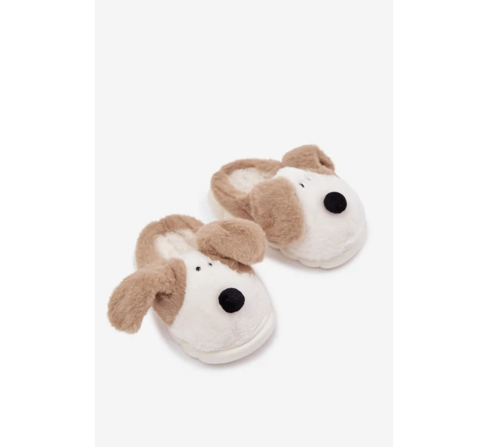 Detské chlpaté papuče - béžové so psíkmi Farnise Detské chlpaté papuče - béžové so psíkmi Farnise