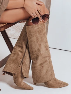 Dámske semišové čižmy so širokým zvrškom khaki FashionStreet ZY1099