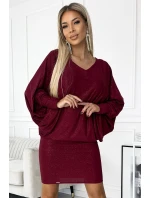 402-4 Netopierie šaty - bordové s brokátom