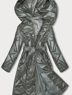 Prešívaná bunda v khaki farbe na patentky (B8179-11)