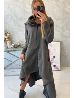 Zateplené šaty s delšími boky grafitové Zateplené šaty s delšími boky grafitové