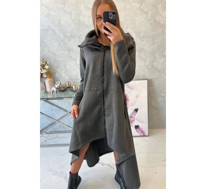 Zateplené šaty s delšími boky grafitové Zateplené šaty s delšími boky grafitové