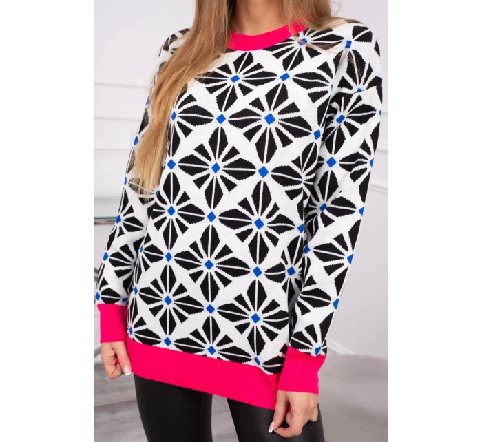 Sveter s geometrickým motívom biely