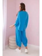 Bavlnená mikina nohavice set tyrkysová