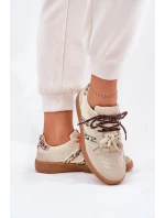 Sneakersy Damskie Z Podwójnym Sznurowaniem Panterka Beżowe Ollabes Sneakersy Damskie Z Podwójnym Sznurowaniem Panterka Beżowe Ollabes