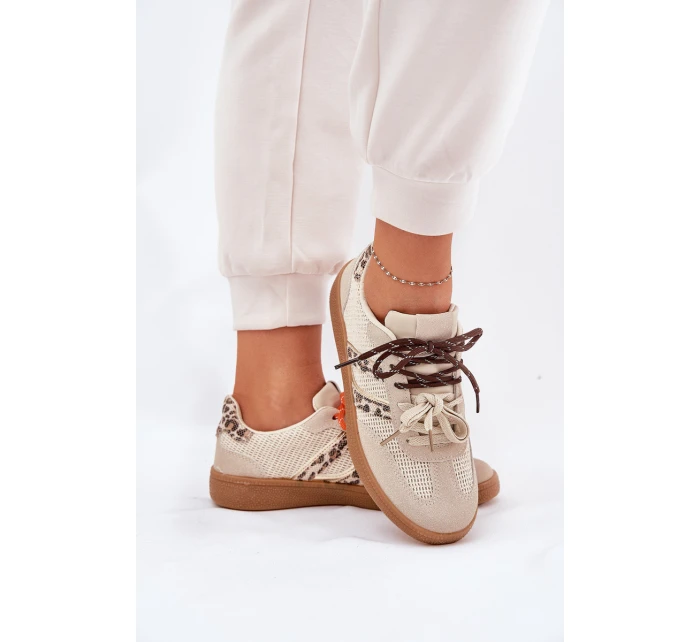Sneakersy Damskie Z Podwójnym Sznurowaniem Panterka Beżowe Ollabes Sneakersy Damskie Z Podwójnym Sznurowaniem Panterka Beżowe Ollabes