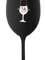 SNĚHULÁČEK - černá sklenice na víno 350 ml