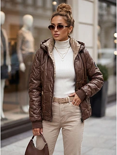 Kurtka damska przejściowa z odpinanym kapturem brązowa model 22347460 - FashionStreet