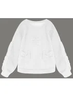 Teplá biela dámska mikina s mašľami (23999)