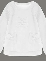 Dámska teplá mikina s mašľami biela (23999)