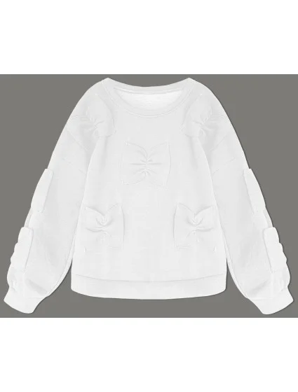 Teplá biela dámska mikina s mašľami (23999)