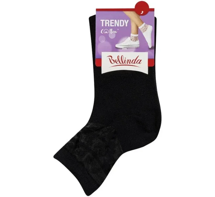 Dámske ponožky s ozdobným lemom TRENDY COTTON SOCKS - Bellinda - čierna