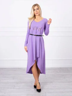 Šaty s ozdobným páskem a nápisem purple