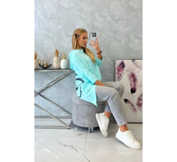 Mikina s potlačou bicykla mätová