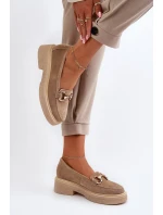 model 21652511 Semišové Dámské Mokasíny S Ozdobou Beige - Zazoo