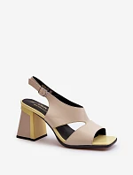 Sandały Damskie Na Słupku Beżowe D&A MR38-153