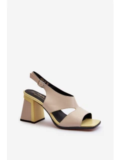 Dámské sandály na podpatku béžové D&A model 21655816 - S.Barski