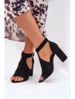 Sandále s perforovaným vzorom na podpätku Eco Suede Black Helori