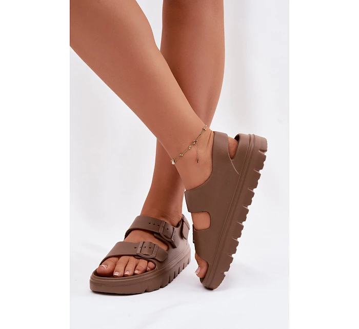 Dámské pěnové sandály na platformě Big Star TT274A035 hnědé