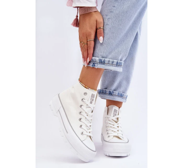 Vysoký Látkové tenisky na platformě Big Star LL274156 Bílá Vysoký Látkové tenisky na platformě Big Star LL274156 Bílá