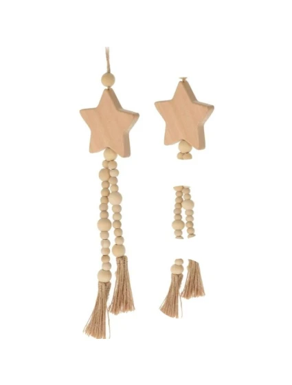 DEKORATÍVNY PRÍVESOK BOHO EKO PRÍRODA DREVENÁ HVIEZDA