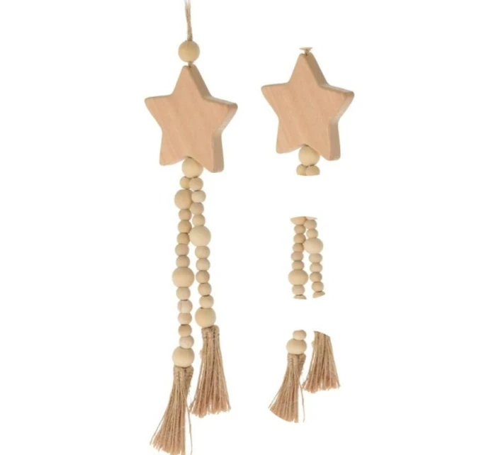 DEKORATÍVNY PRÍVESOK BOHO EKO PRÍRODA DREVENÁ HVIEZDA