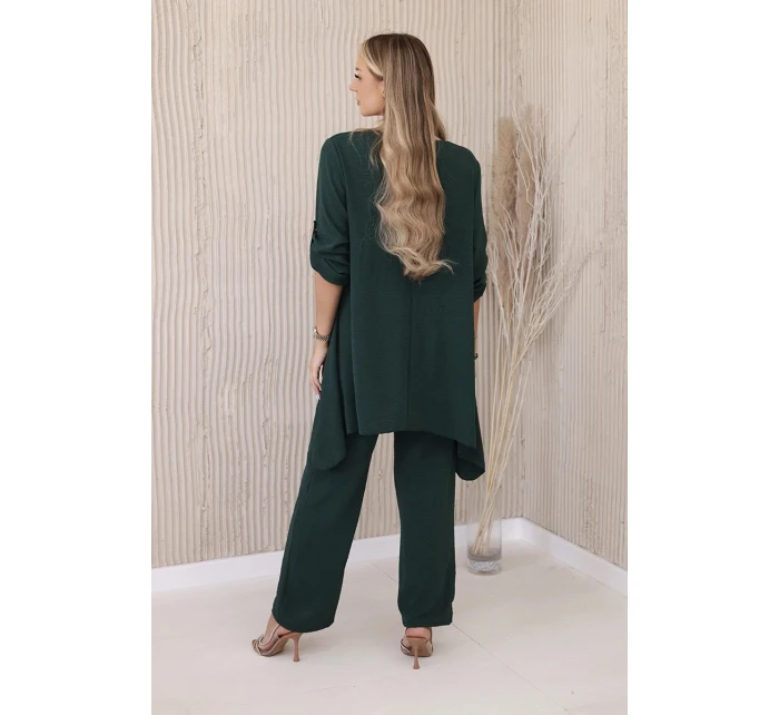 Súprava blúzka + nohavice s príveskom tmavozelená