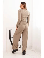 Dámska súprava z viskózy s blúzkou a širokými nohavicami fango