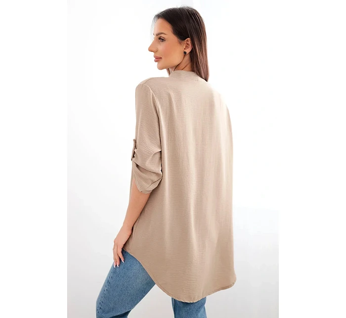 Blúzka s predĺženým chrbtom cappuccino Blúzka s predĺženým chrbtom cappuccino