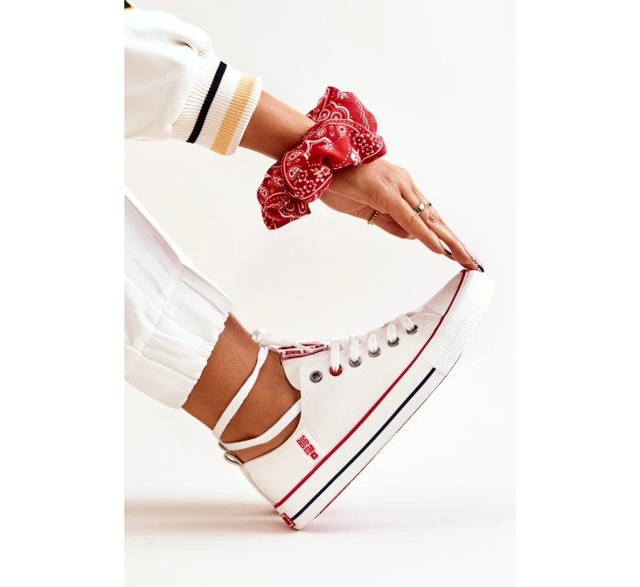 Damskie Materiałowe Trampki BIG STAR JJ274123 Białe Damskie Materiałowe Trampki BIG STAR JJ274123 Białe