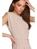 S259 Overal bez rukávov s vypchanými ramenami - béžový