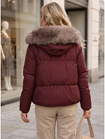 Dámska zimná prešívaná bunda s kožušinou, bordová, FashionStreet TY5985 Dámska zimná prešívaná bunda s kožušinou, bordová, FashionStreet TY5985