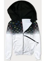 Pánska mikina na zips s farebnou potlačou čierna a biela (8B989-1)