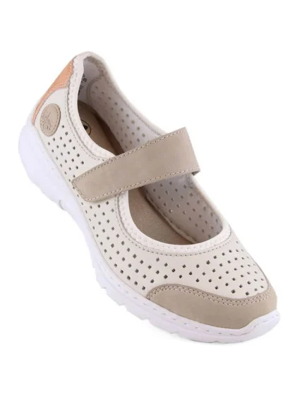 Pohodlné šnurovacie topánky Rieker W RKR575A beige