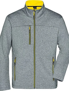 Daiber JN 1148 Pánská 2-vrstvá melanžová softshell bunda 02.1148 dark melange/yellow