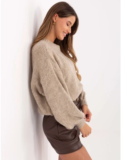 Sweter MI SW model 21418044 beżowy - FPrice Sweter MI SW model 21418044 beżowy - FPrice
