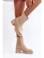 Dámské kotníkové boty na podpatku model Světle béžová model 20755007 - SEASTAR Dámské kotníkové boty na podpatku model Světle béžová model 20755007 - SEASTAR