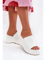 Eko Kožené Pantofle Dámské Na Platformě A Klínu Bílé model 21688543 - Boto